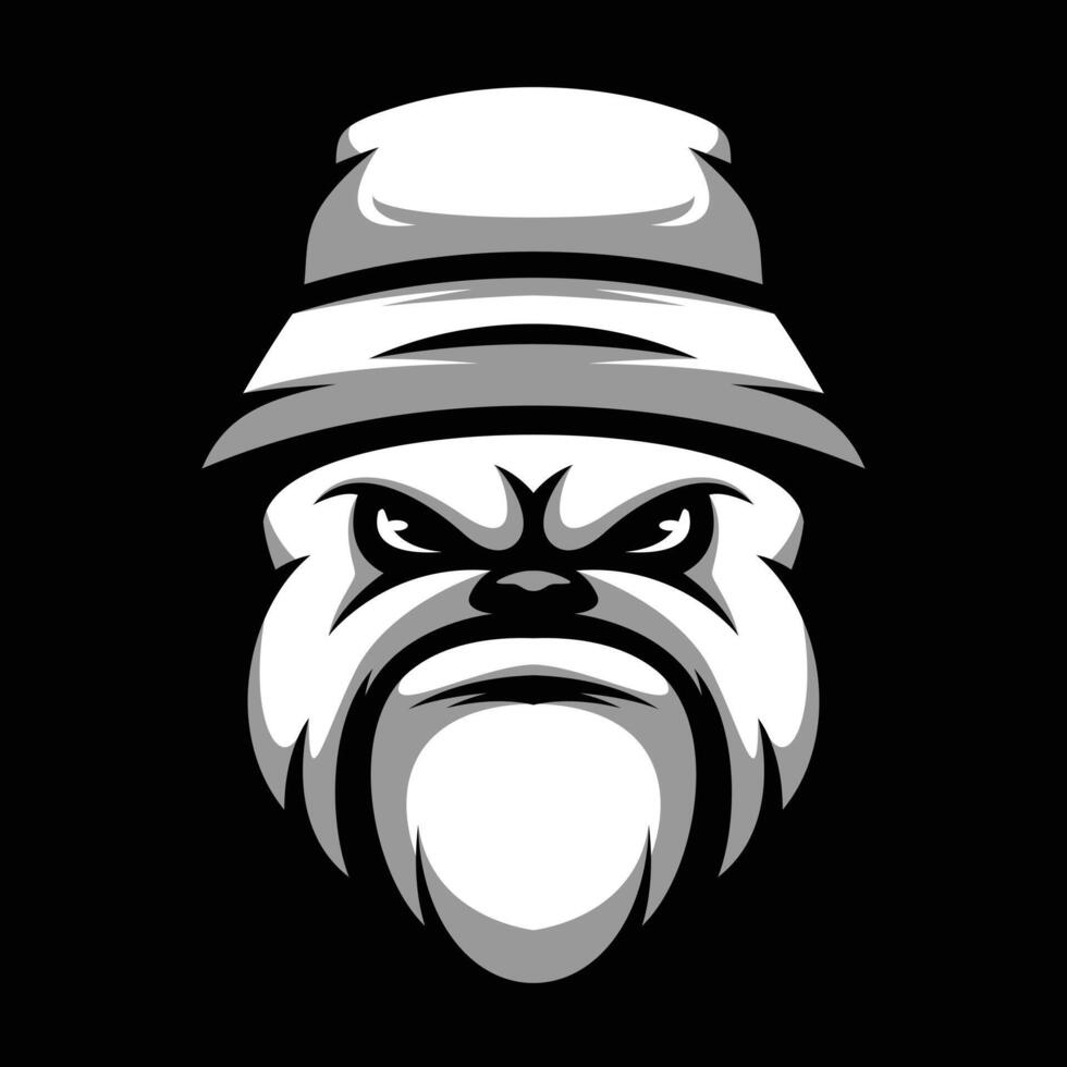 bulldogg hink hatt svart och vit vektor