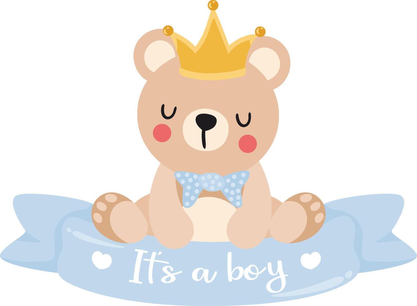 prins teddy Björn med bebis pojke band baner vektor