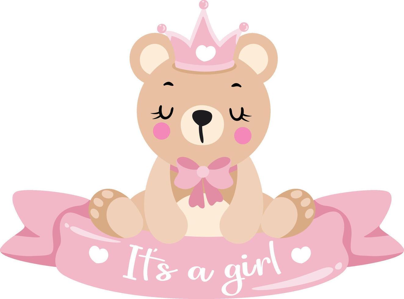 prinsessa teddy Björn med bebis flicka band baner vektor