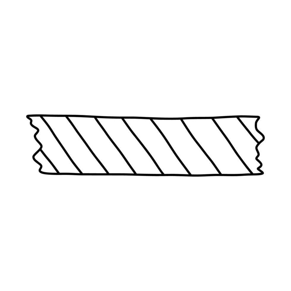 söt klotter washi tejp rand med snett linje mönster. lim tejp med krumelur svart och vit prydnad. estetisk dekorativ scotch tejp med ojämn kanter för klippbok, planerare, anteckningsbok. vektor