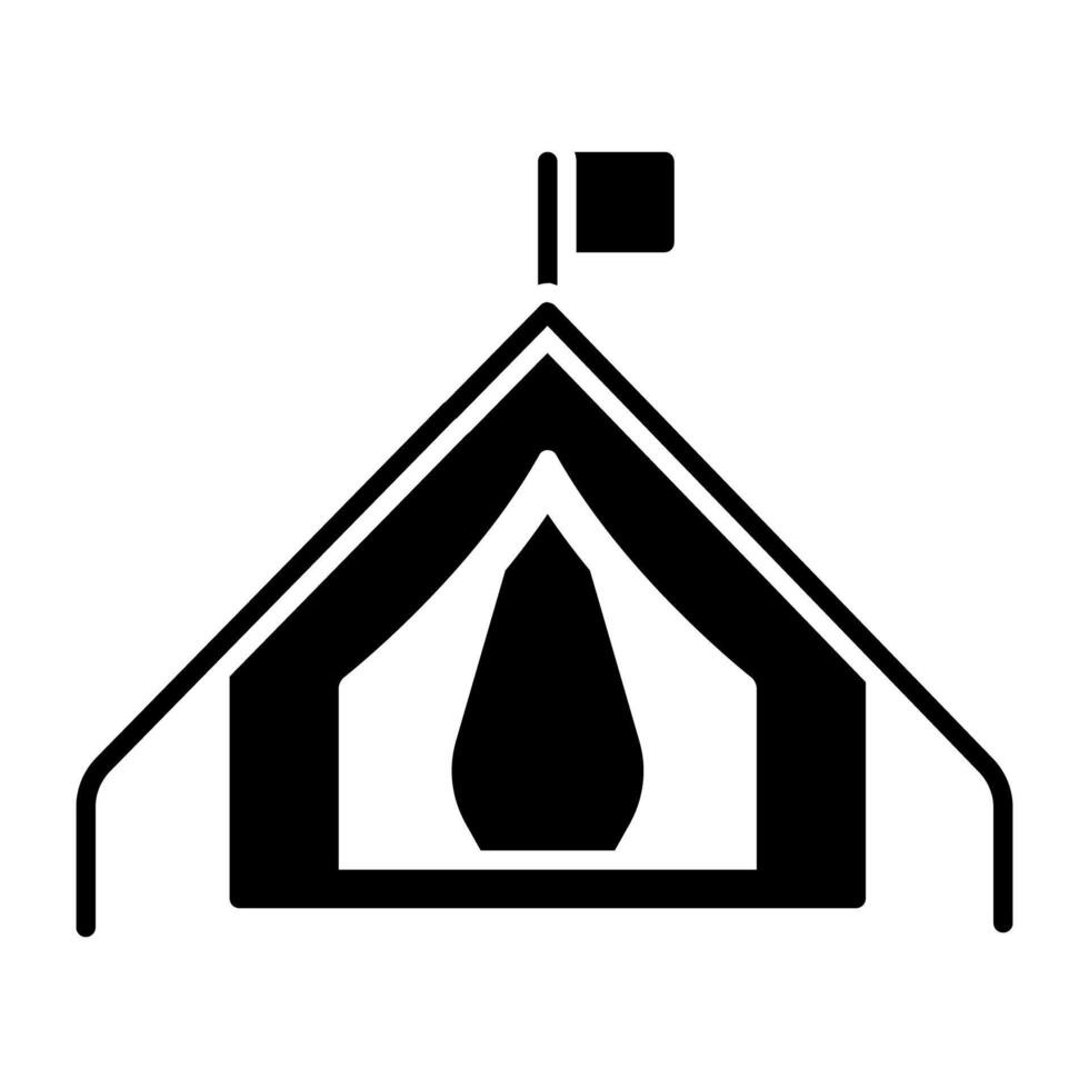 fast design ikon av läger, utomhus- boende vektor