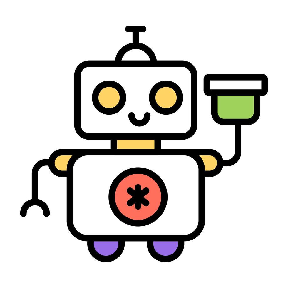ett ikon design av robot servitör isolerat på vit bakgrund vektor