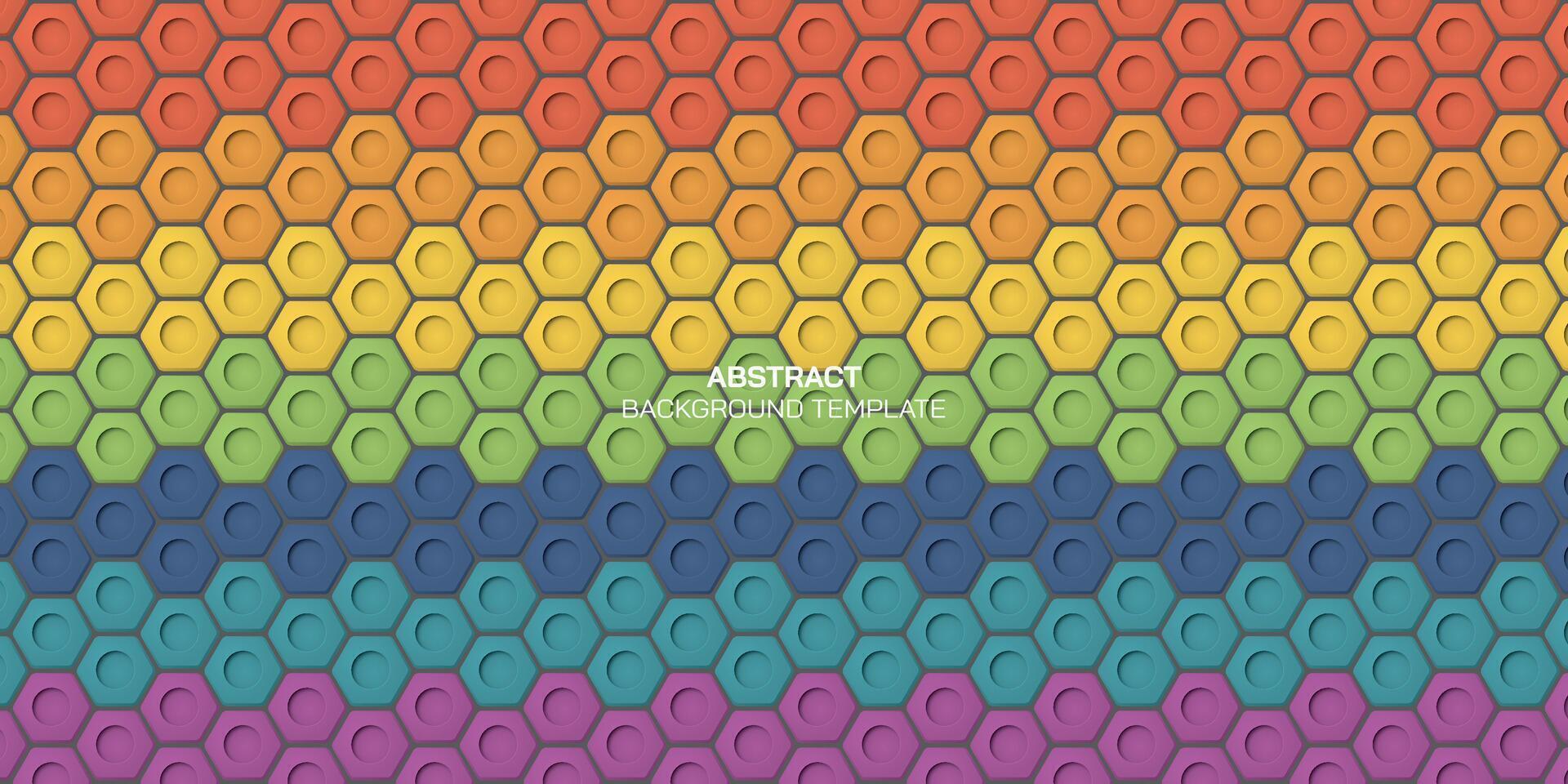 abstrakt Regenbögen geprägt Hexagon Papier Schnitt Stil Vektor Illustration Hintergrund. bunt Bienenwabe Muster Hintergrund. lgbtq Farben Nuss Muster Hintergrund.