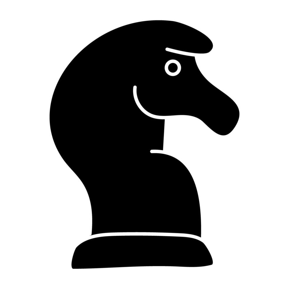 strategi spel ikon, fast design av schack riddare vektor
