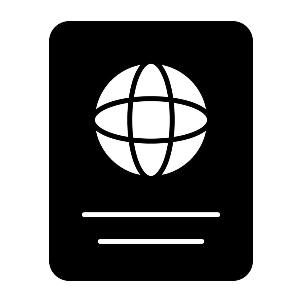 Solide Design-Ikone des Reisepasses, editierbarer Vektor