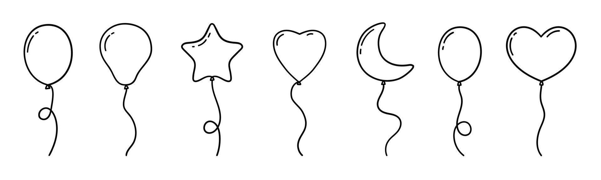 vektor teckning av varm luft ballonger i klotter stil