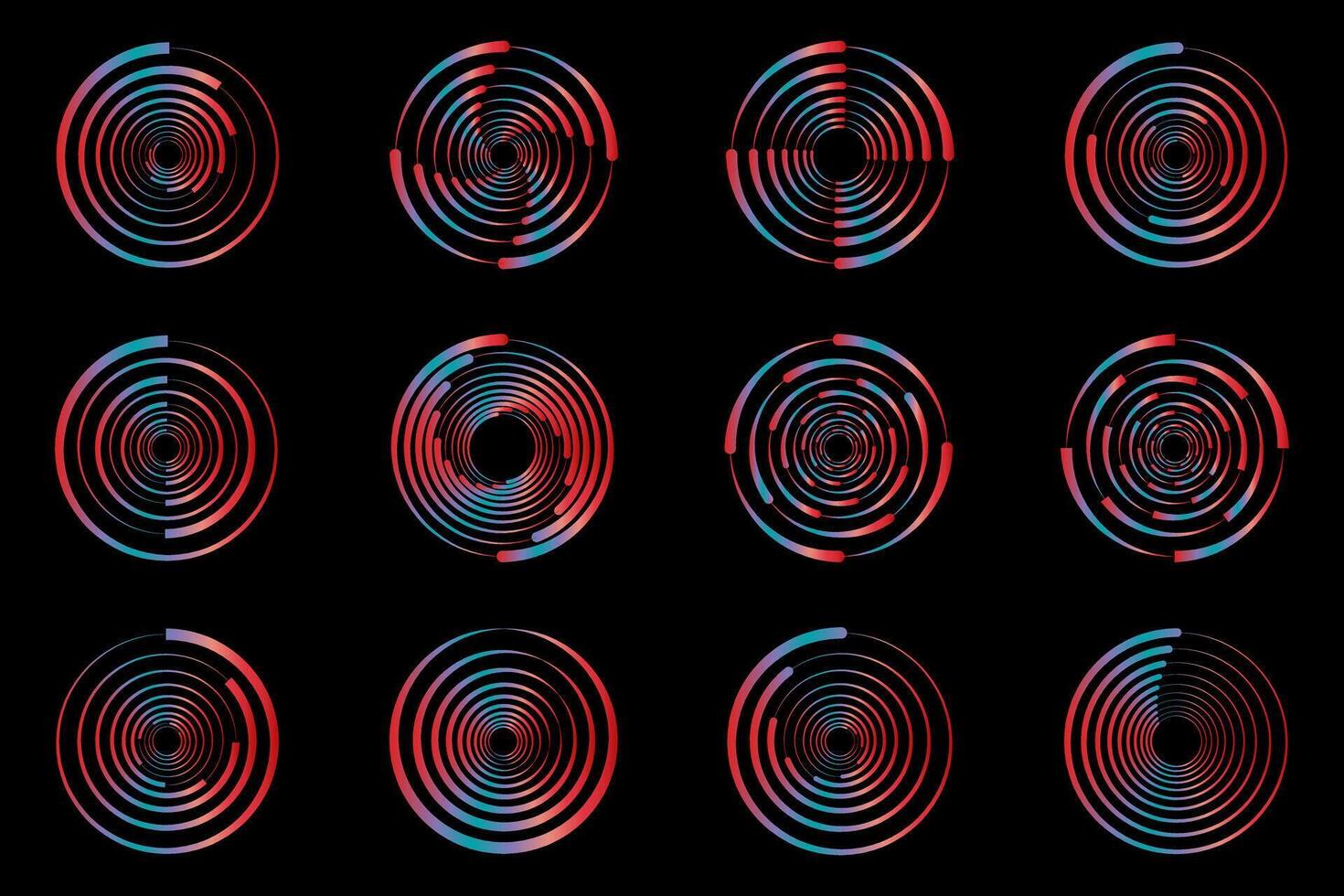 uppsättning halvton streckad hastighet rader. design element för ram, logotyp, tatuering, webb sidor, grafik, affischer, mall. hastighet rader i de form av en cirkel. geometrisk konst. abstrakt vektor bakgrund