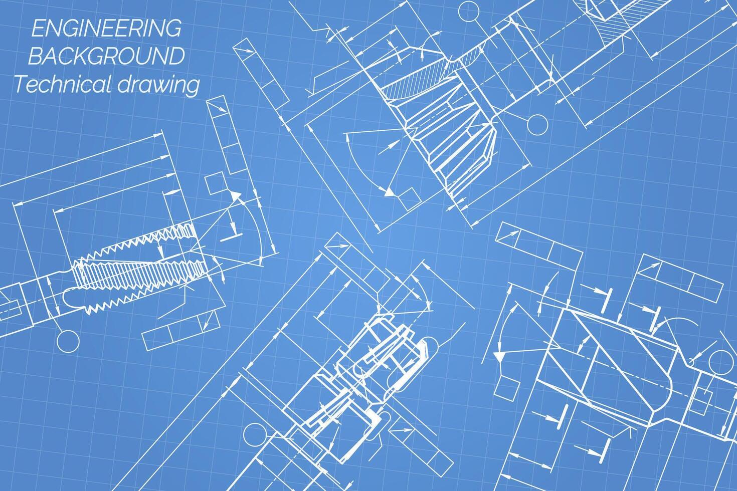 mekanisk teknik ritningar på blå bakgrund. kran verktyg, borr. teknisk design. omslag. plan. vektor illustration.