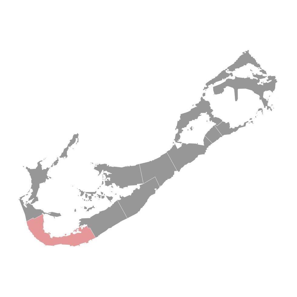 Southampton Gemeinde Karte, administrative Aufteilung von bermuda. Vektor Illustration.