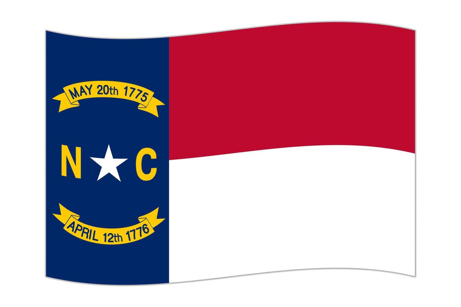 schwenkende Flagge des Bundesstaates North Carolina. Vektor-Illustration. vektor