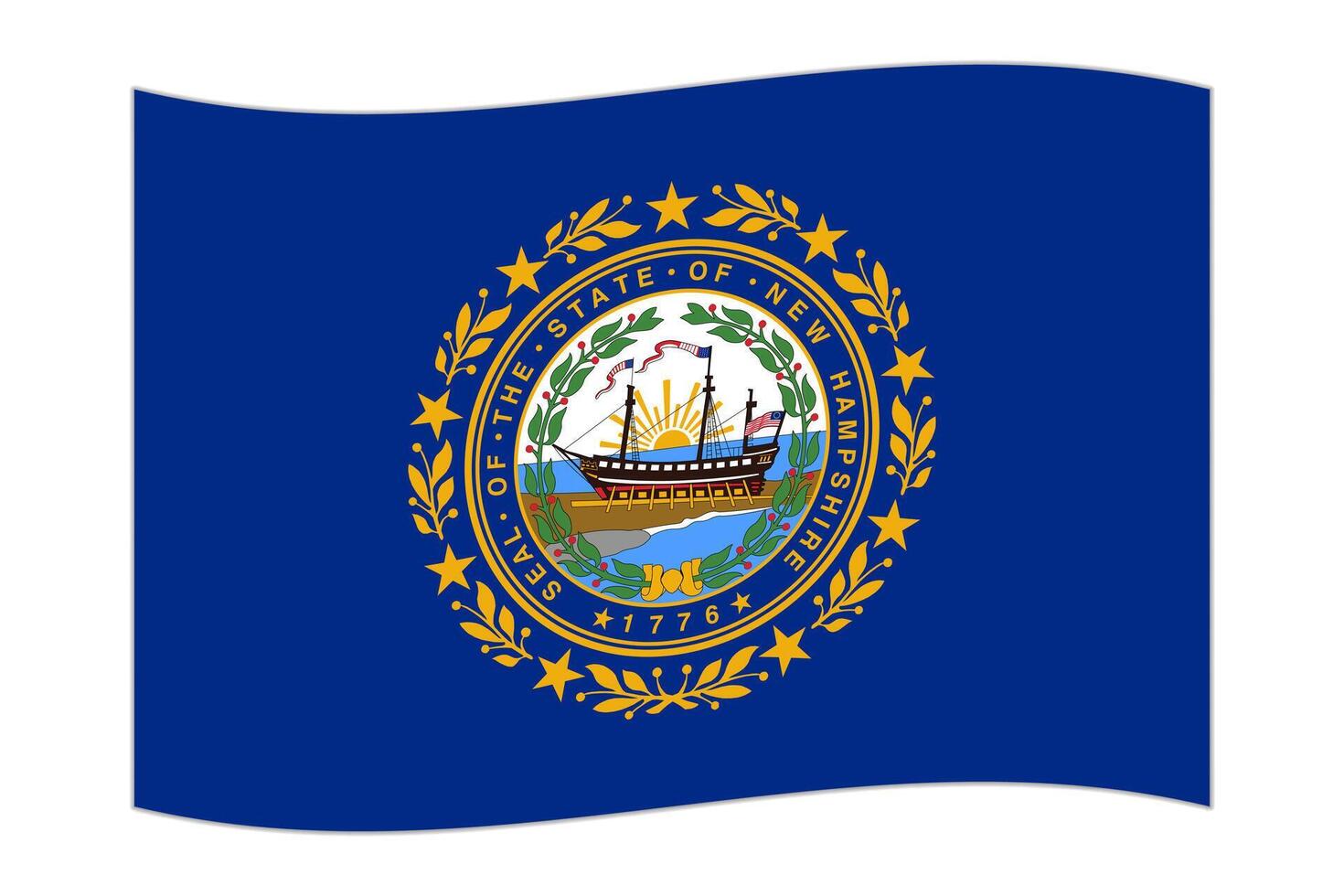 schwenkende Flagge des Bundesstaates New Hampshire. Vektor-Illustration. vektor