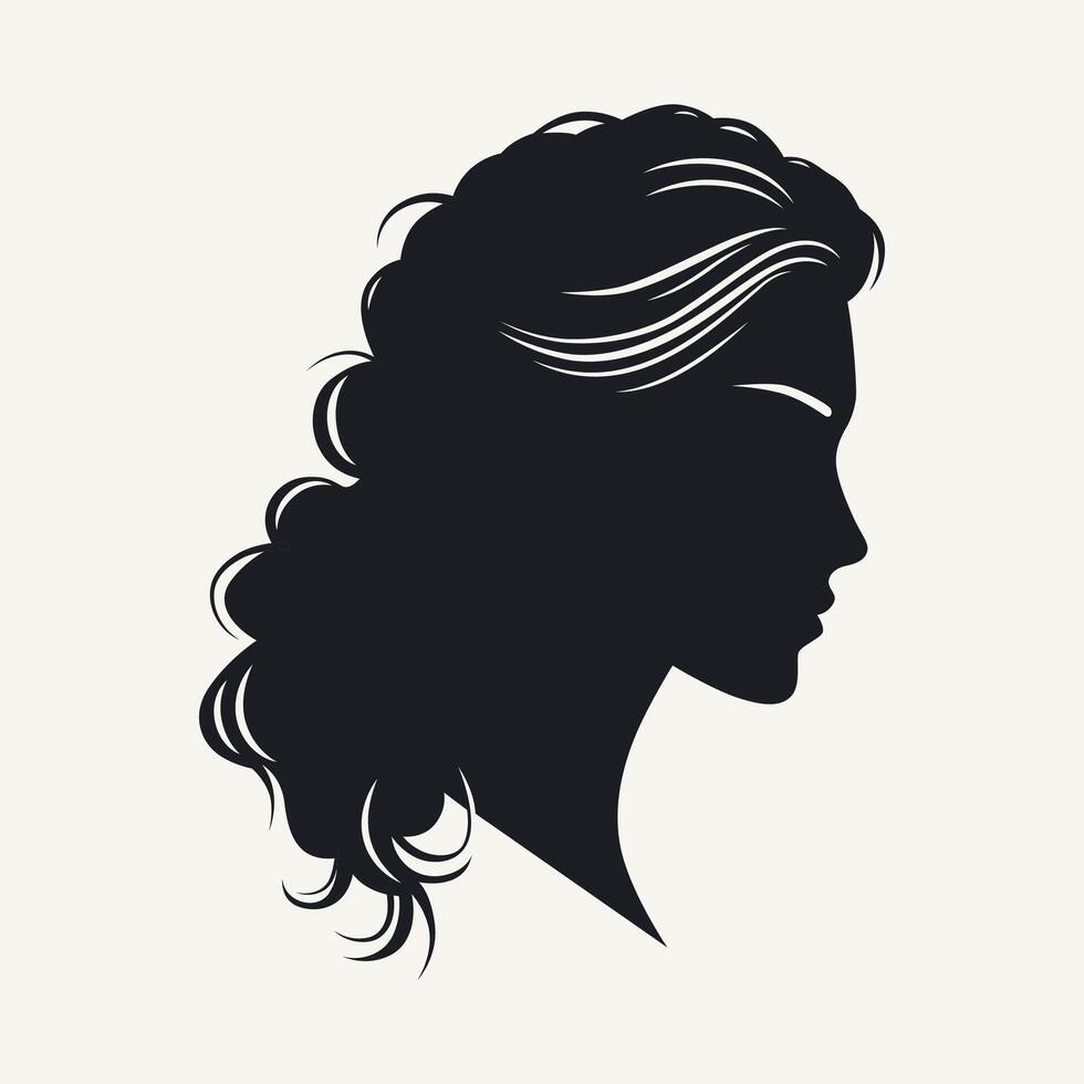 Silhouette von ein Frau Kopf mit Frisur. Vektor Illustration.