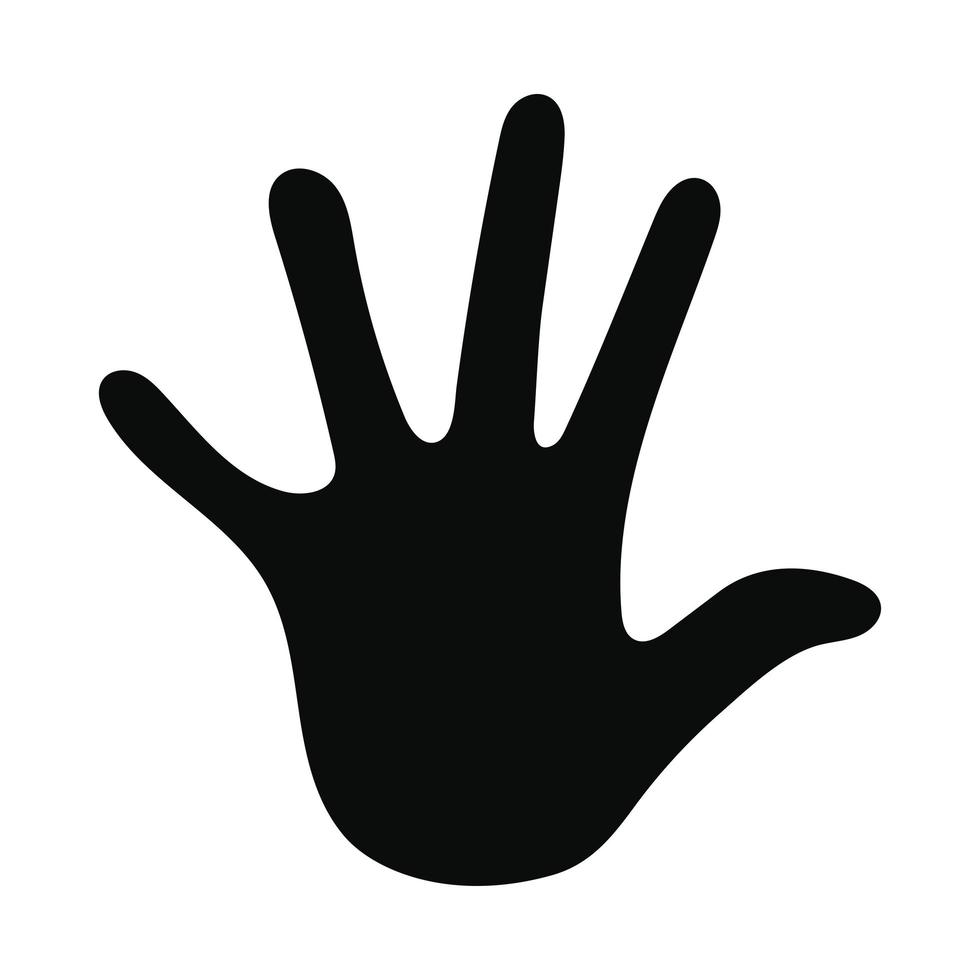 schwarze Silhouette mit einer Hand und fünf Fingern vektor