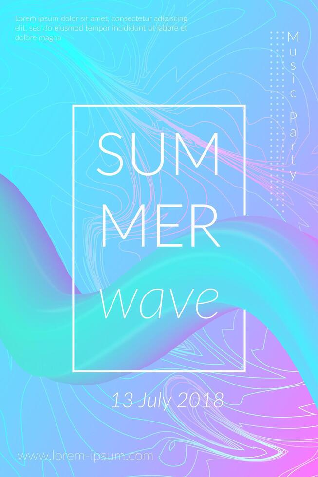 kreativ Sommer- Welle Poster mit Form. retro abstrakt bunt geometrisch Hintergrund. Design zum Karte, Flyer, Vorlage, Banner, Broschüre. modisch Mode Digital futuristisch Vektor Grafik Illustration.