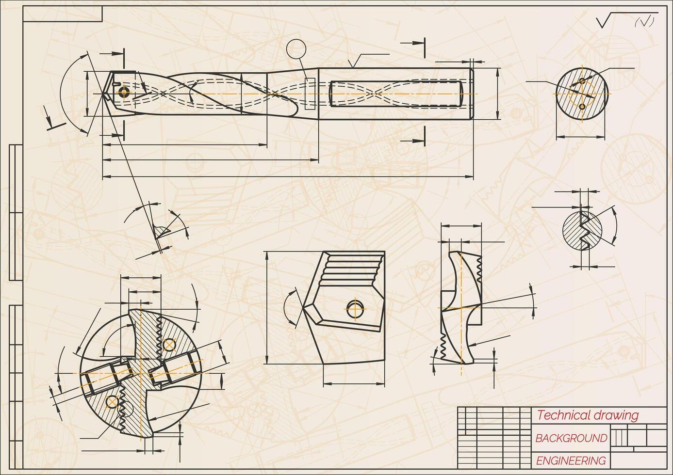 mekanisk teknik ritningar. föra på tal. teknisk design. omslag. plan. vektor illustration