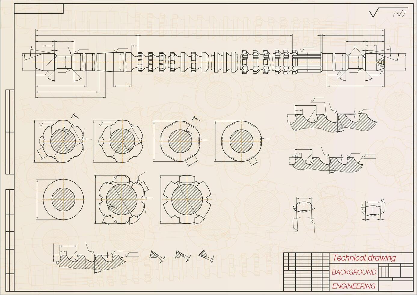 mechanisch Ingenieurwesen Zeichnungen. ansprechen. technisch Design. Abdeckung. Entwurf. Vektor Illustration