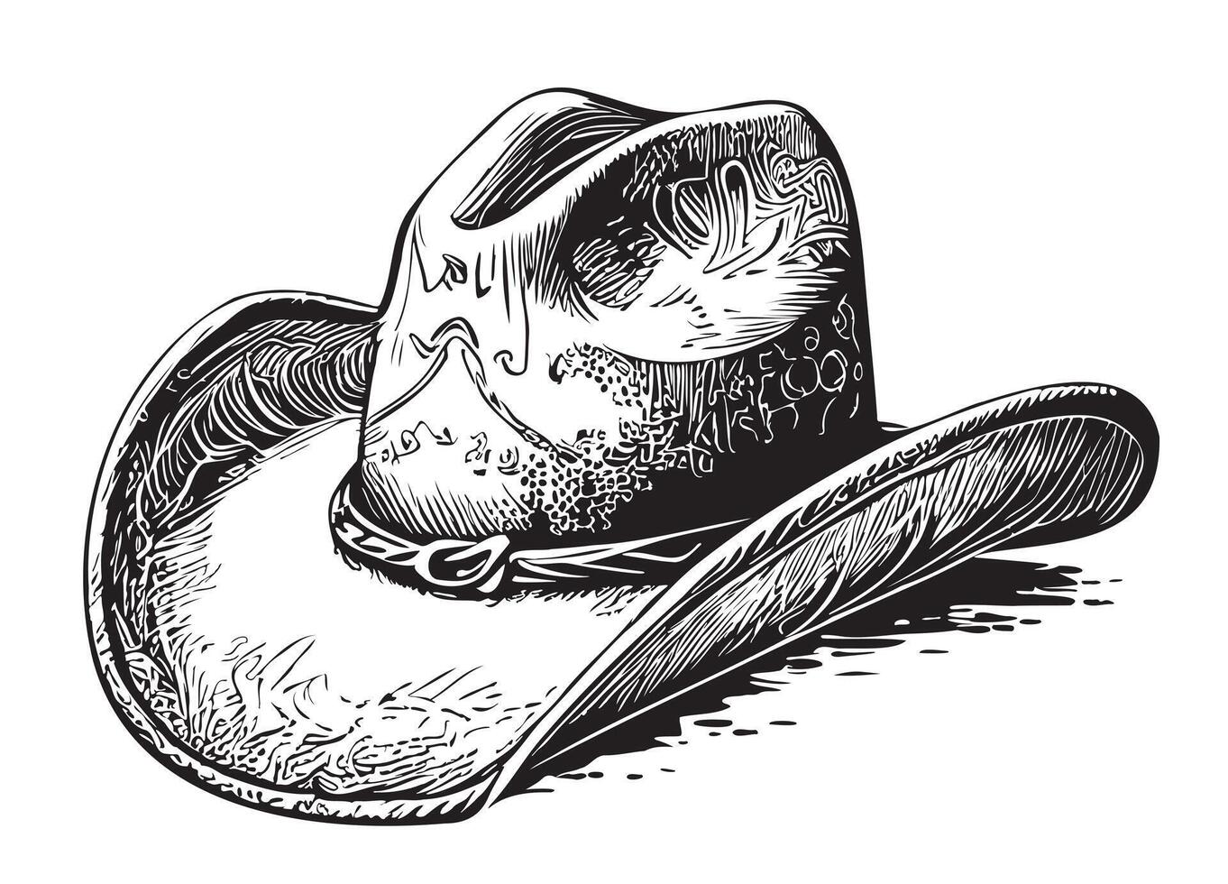 cowboy hatt jordbrukare hand dragen skiss i klotter stil vektor illustration