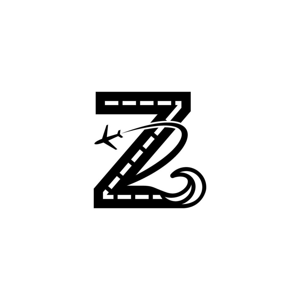 ein schwarz und Weiß Logo mit das Brief z und ein Flugzeug vektor