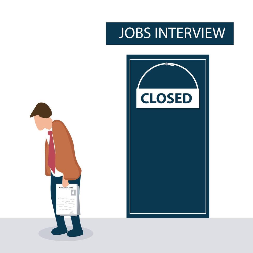 Vektor Illustration von Arbeiter Versagen Interview und verlieren Job