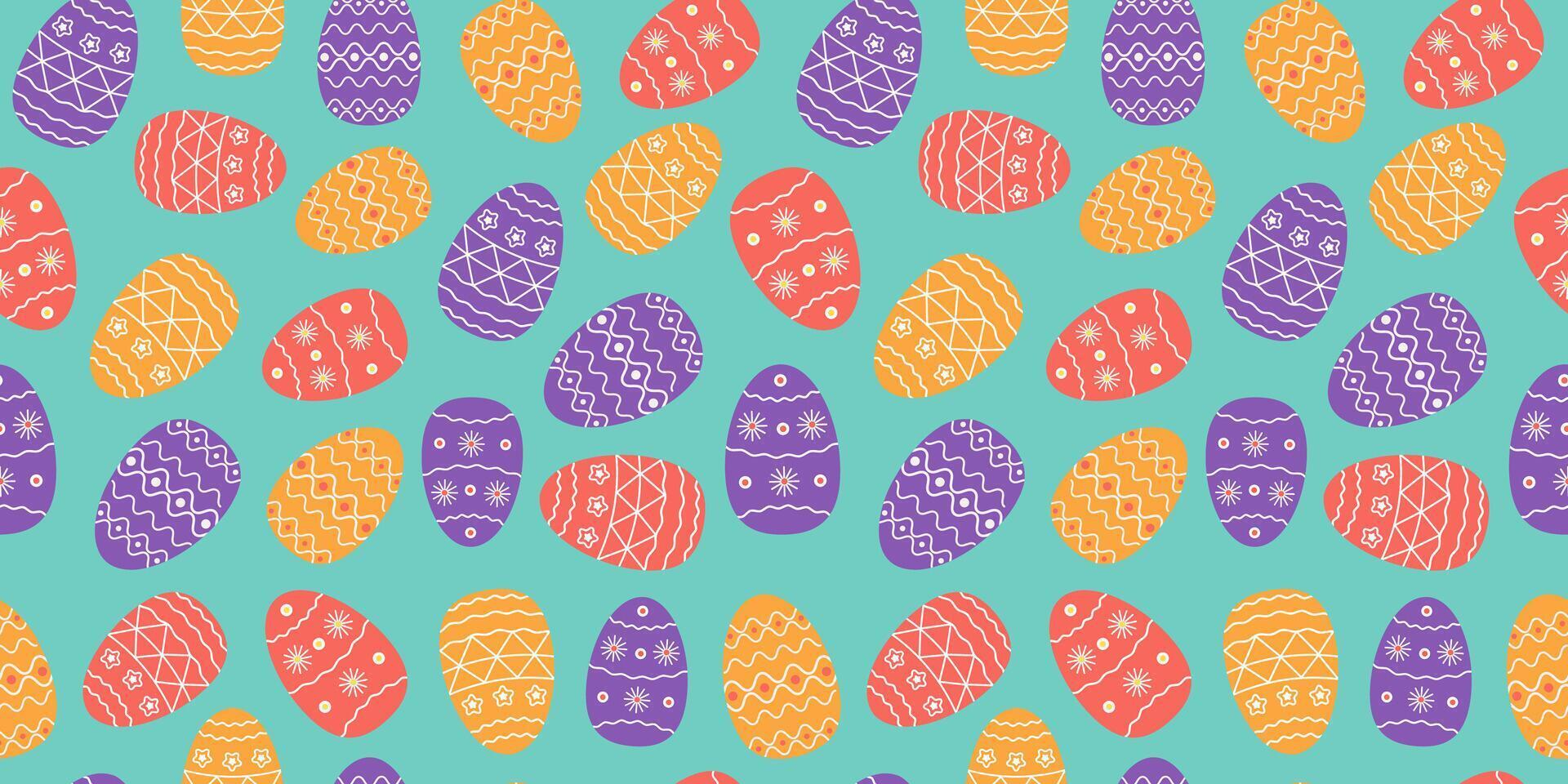 målad påsk ägg uppsättning mönster. Semester dekor. vektor sömlös bakgrund.