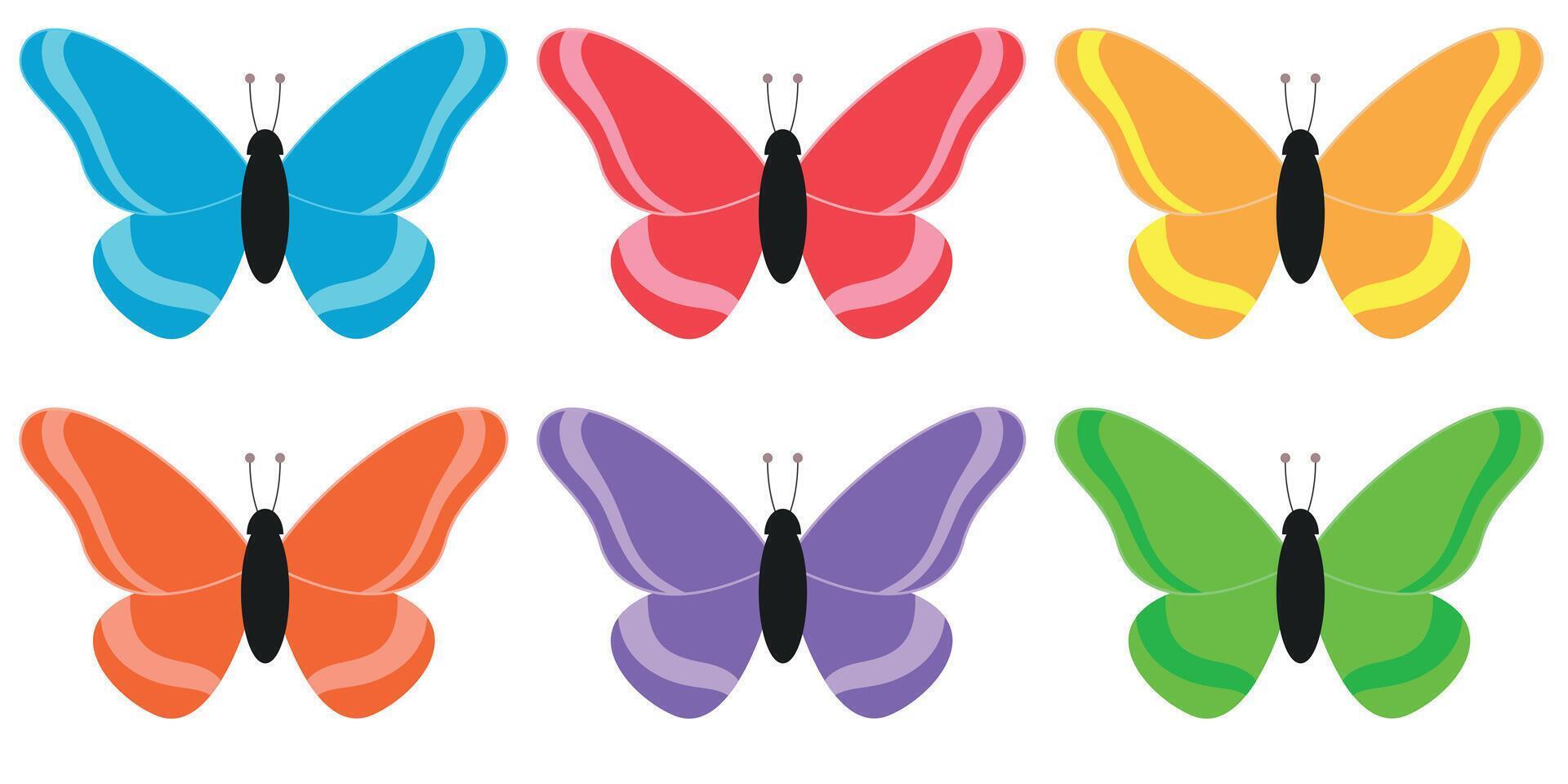 einstellen von farbig Monarch Schmetterling Silhouette. modern Vektor Grafik Illustration. modern Konzept ist perfekt zum Aufkleber und Symbol, Hochzeit Gruß Karte, Öko natürlich Banner Design, Geschenk Zertifikat