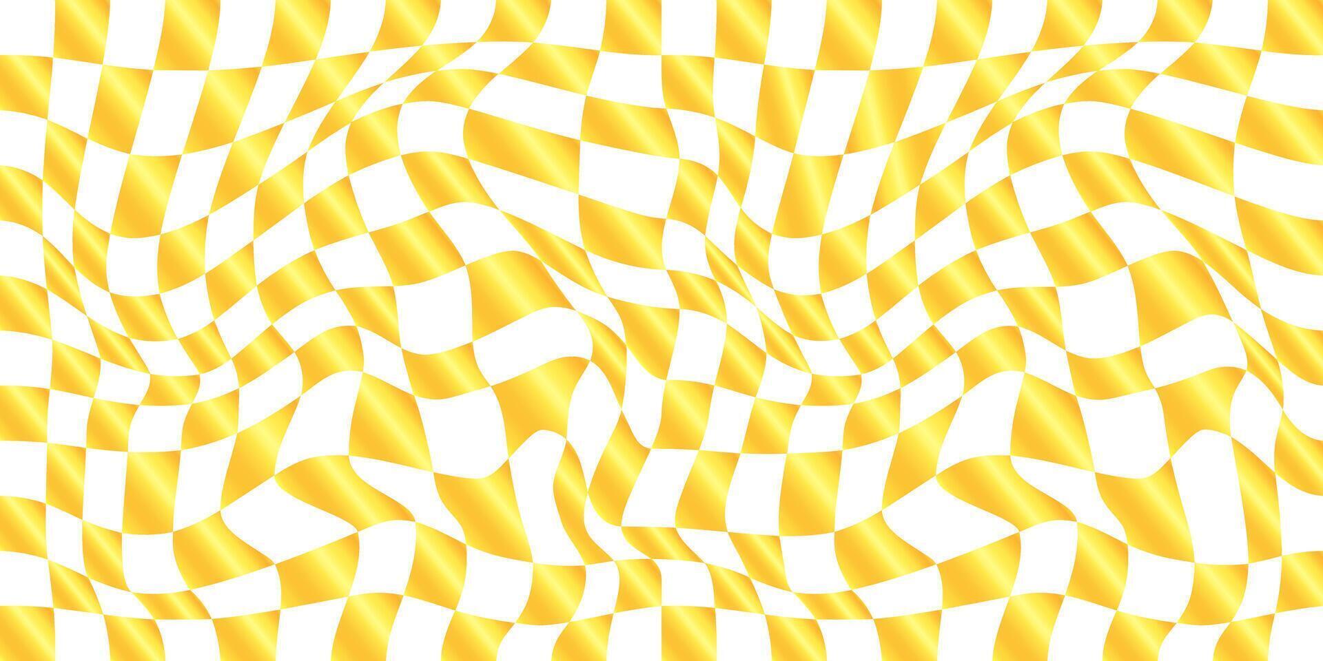 psychedelisch Schachbrett im Gold Farbe. nahtlos Urlaub Konfetti Muster vektor