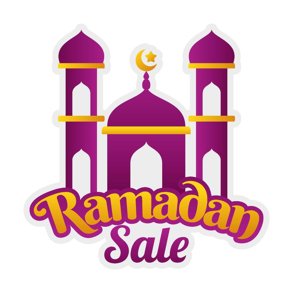 islamisch Ramadan Verkauf Etikette Abzeichen Banner Vorlage Design mit Moschee Illustration vektor