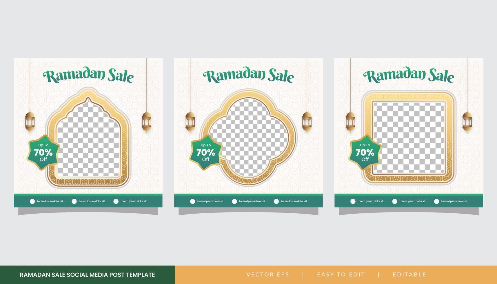 Ramadan Verkauf Sozial Medien Post Vorlage Banner Werbung mit Weiß sauber Hintergrund und Kopieren Raum vektor