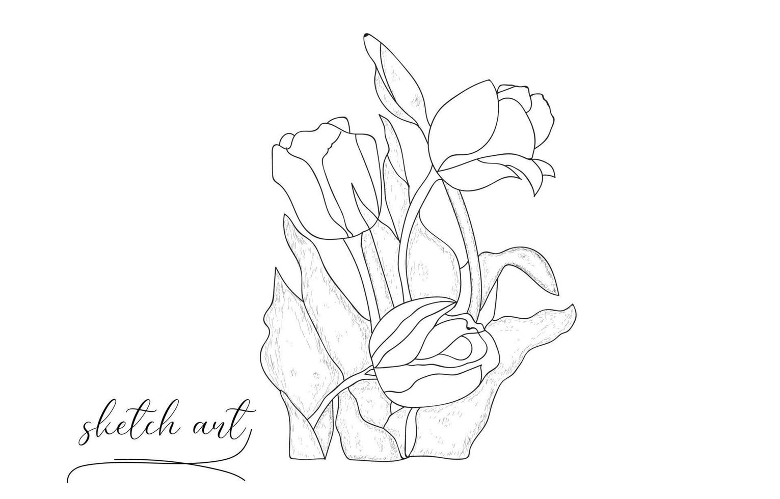 schöne hand gezeichnete blumenrose skizze vektorillustration. vektor