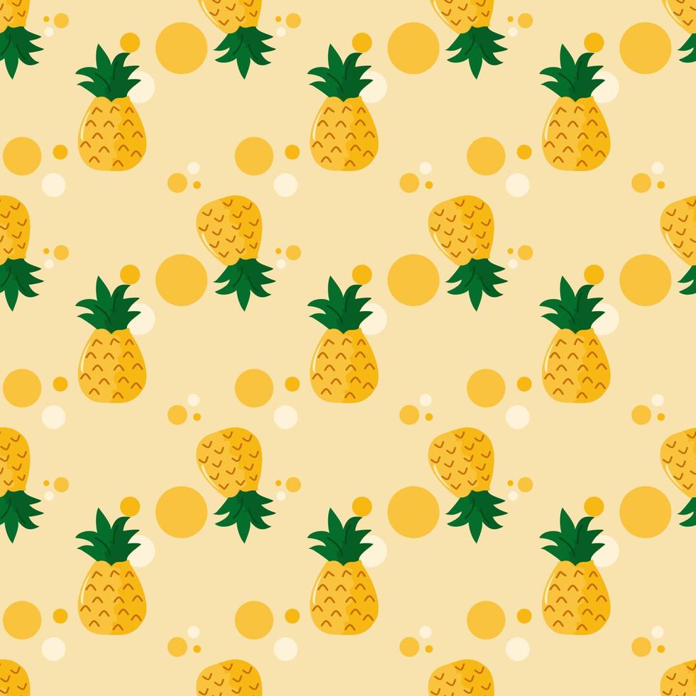 frukt bakgrund söt ananas sömlösa mönster vektorillustration. gul abstrakt bakgrund söt färsk tropisk konst. vektor