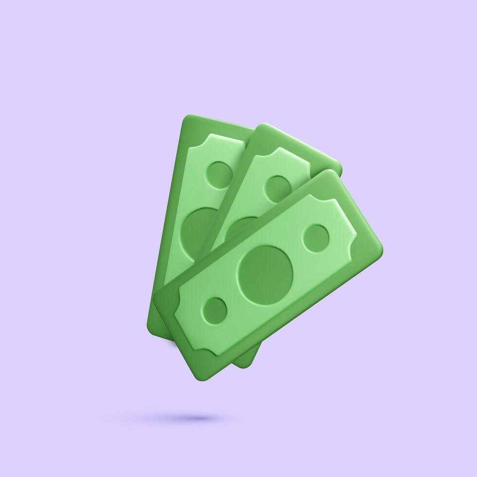 dollar sedel. grön papper räkningen. flyga tecknad serie pengar isolerat på lila bakgrund. vektor illustration