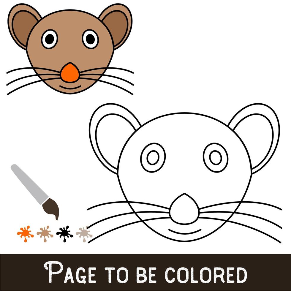 roligt musansikte som ska färgas, målarboken för förskolebarn med lätt pedagogisk spelnivå. vektor