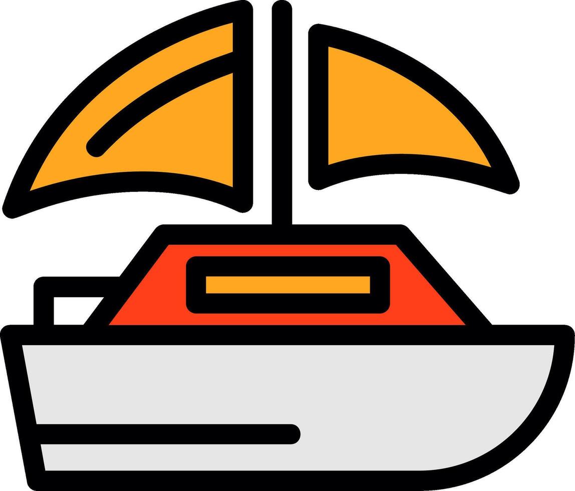 segelbåt linje fylld ikon vektor
