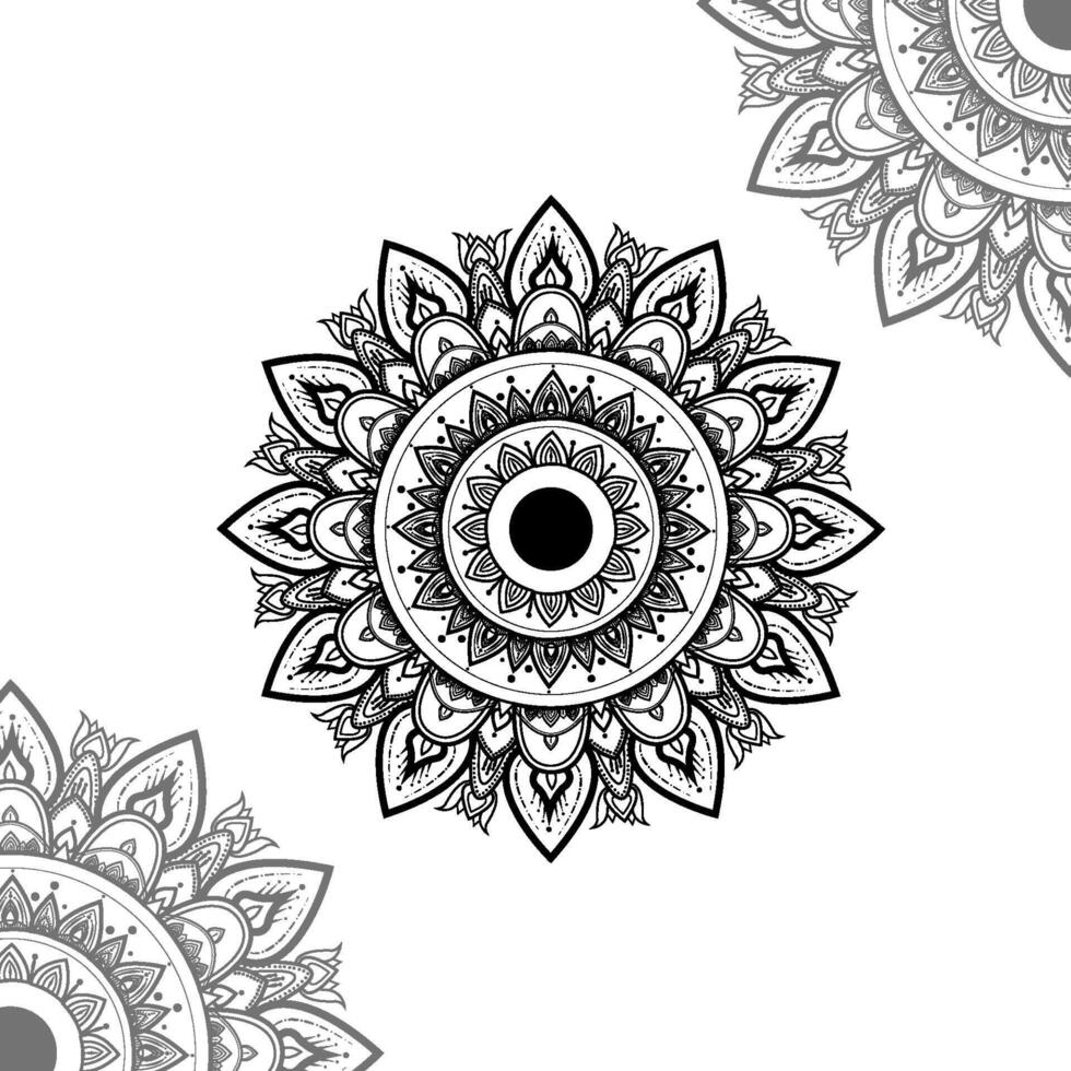 Luxus Zier Mandala Design Hintergrund im schwarz Farbe Design. Vektor Profi