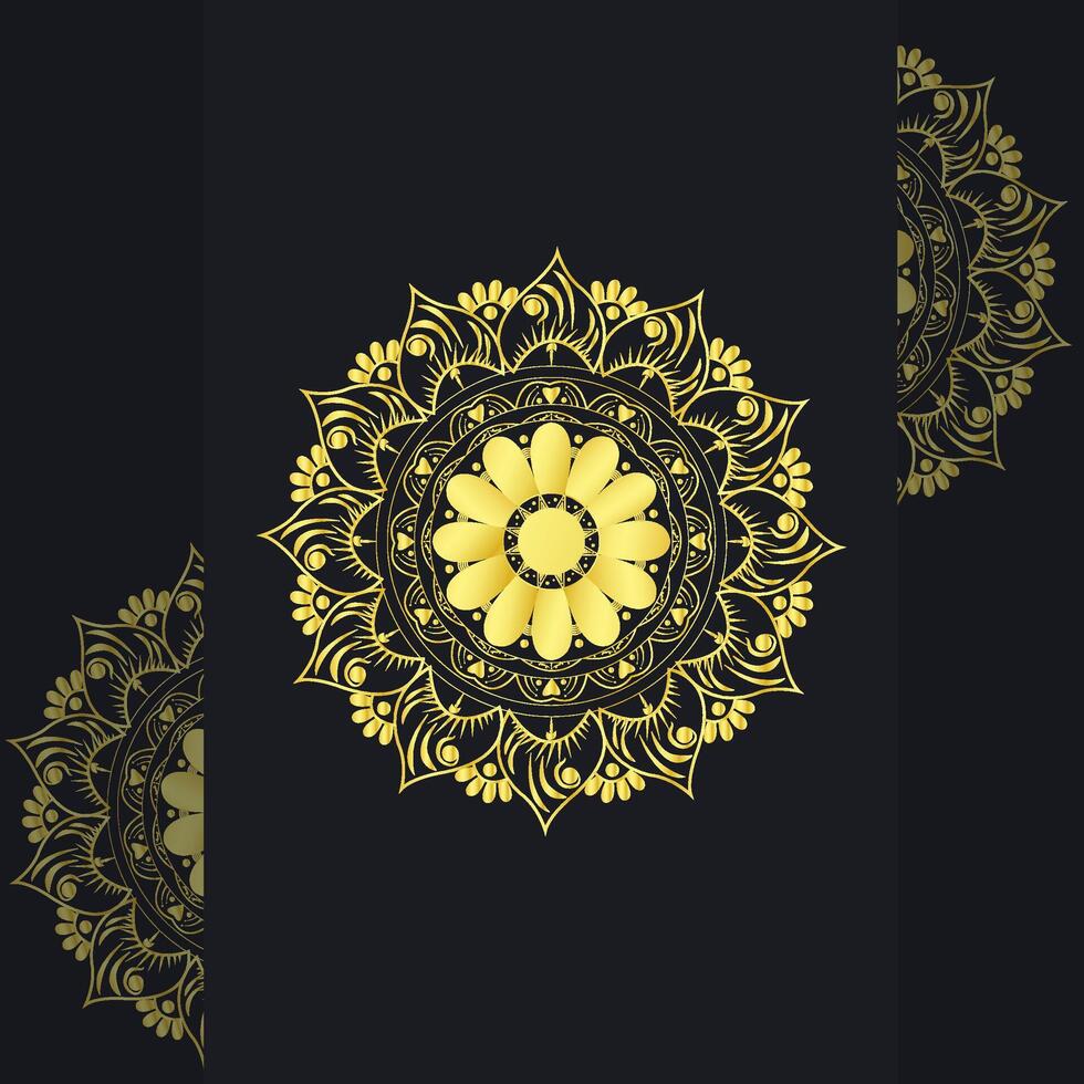 Luxus Zier Mandala Design Hintergrund im Gold Farbe Design. Vektor Profi