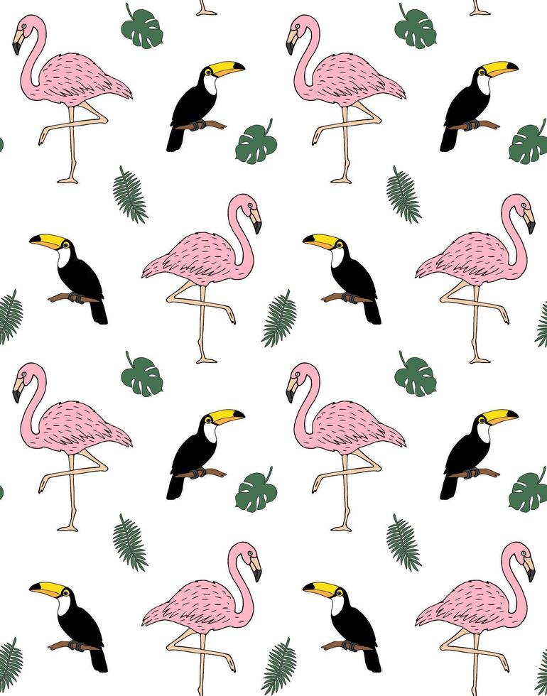 Vektor nahtlos Muster von Flamingo und Tukan