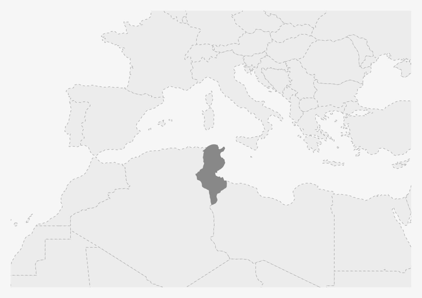 Karte von Afrika mit hervorgehoben Tunesien Karte vektor