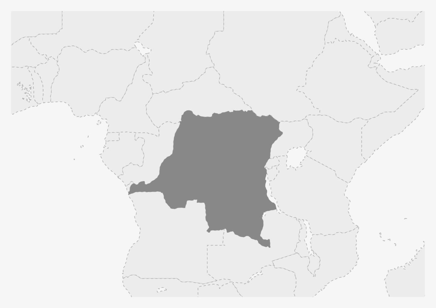 Karte von Afrika mit hervorgehoben DR Kongo Karte vektor