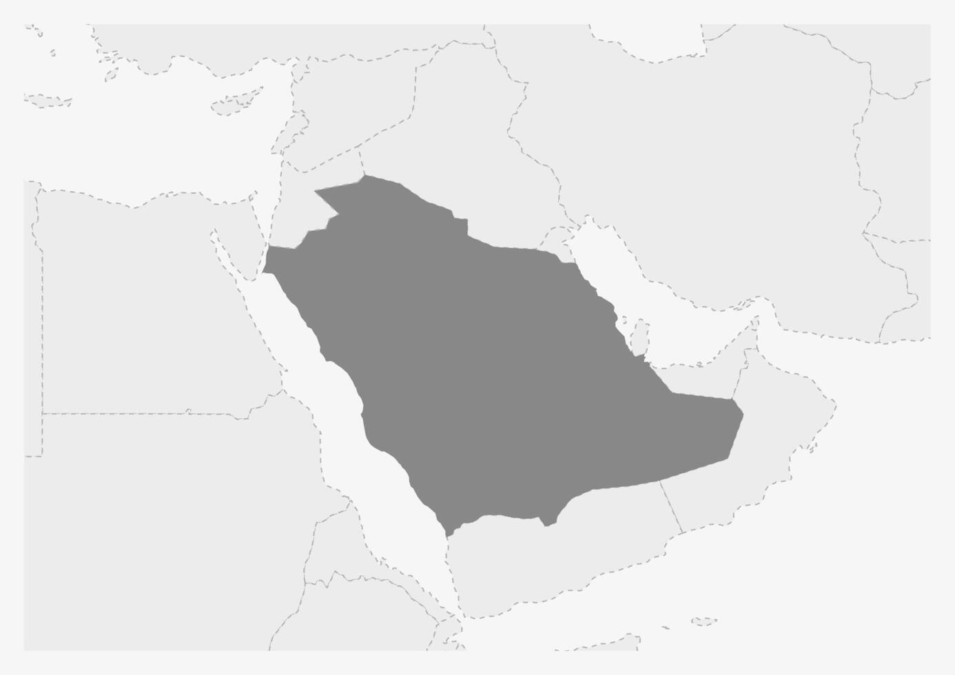 Karte von Mitte Osten mit hervorgehoben Saudi Arabien Karte vektor