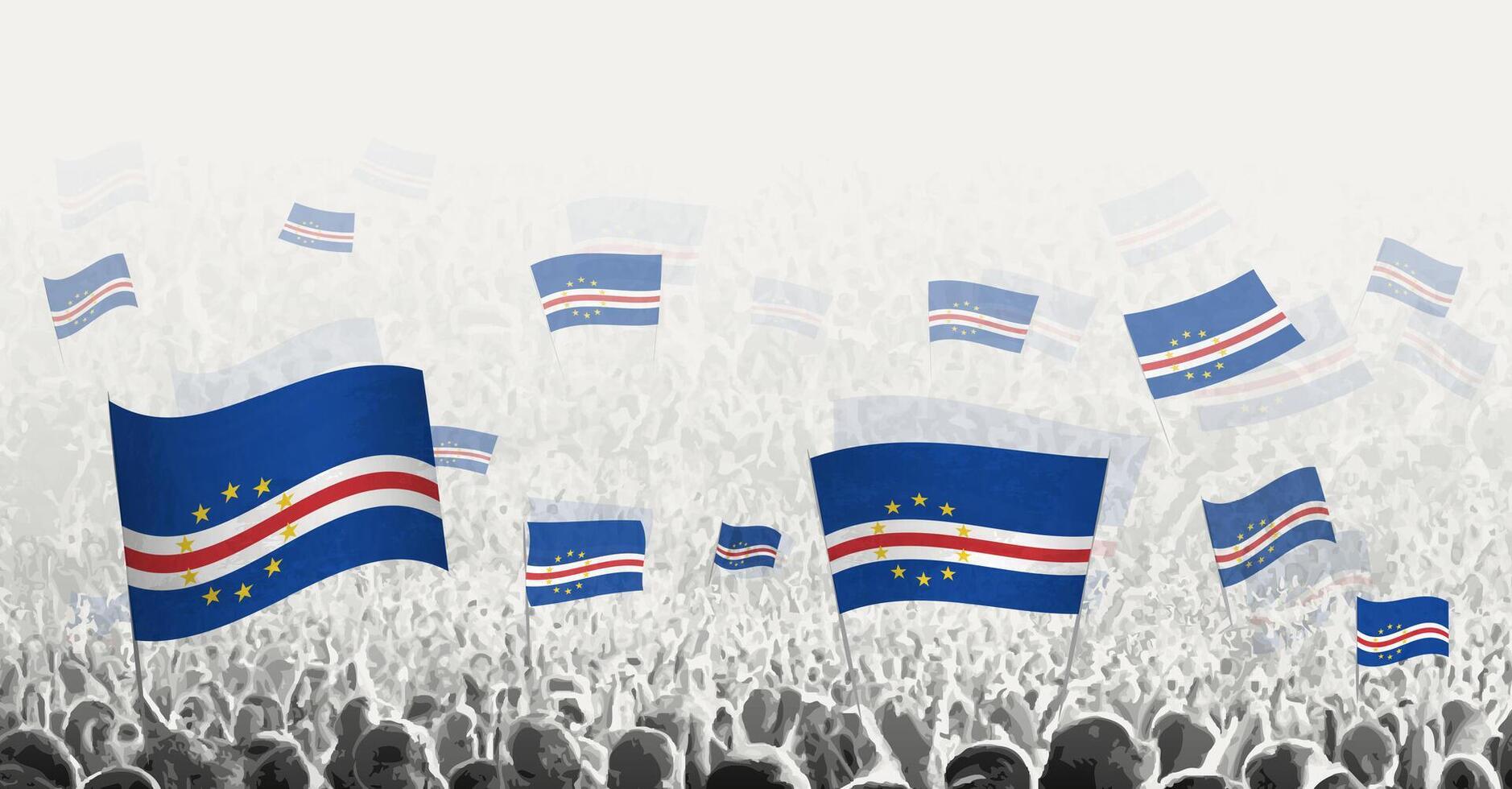 abstrakt folkmassan med flagga av cape verde. människors protest, rotation, strejk och demonstration med flagga av cape verde. vektor