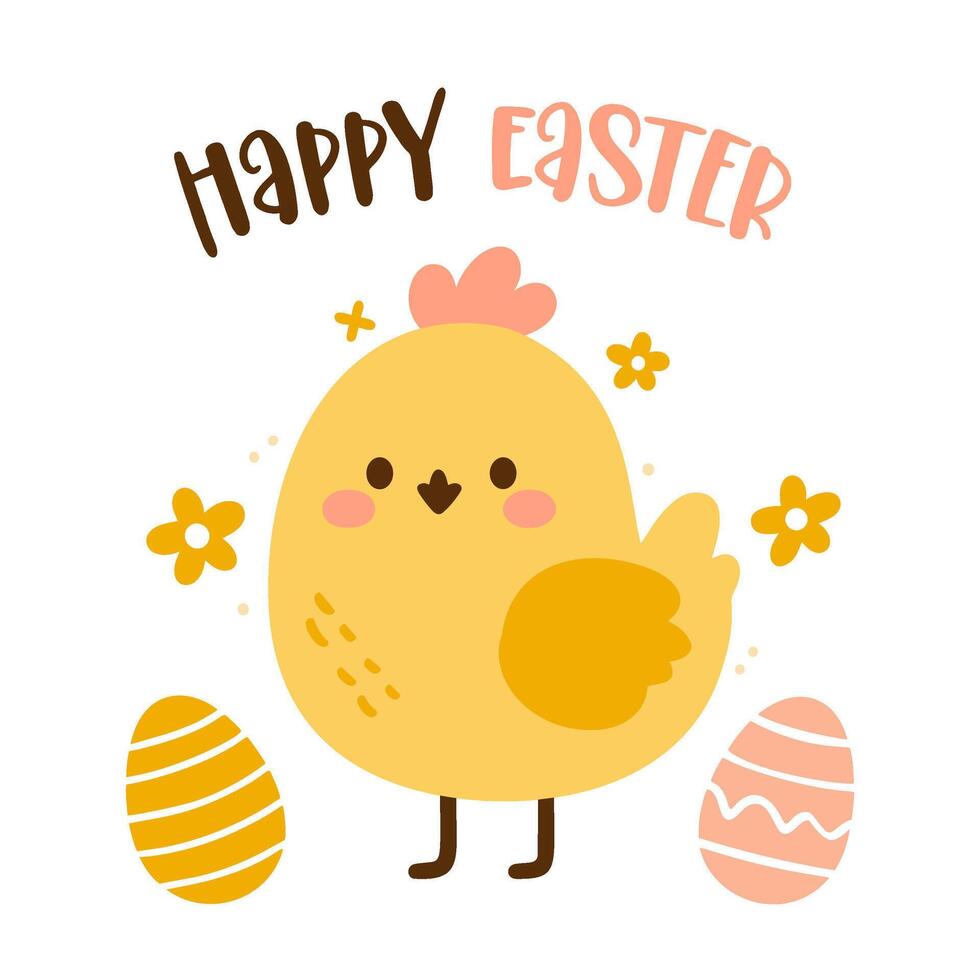 süß Ostern Hähnchen. glücklich Ostern Vektor Illustration.