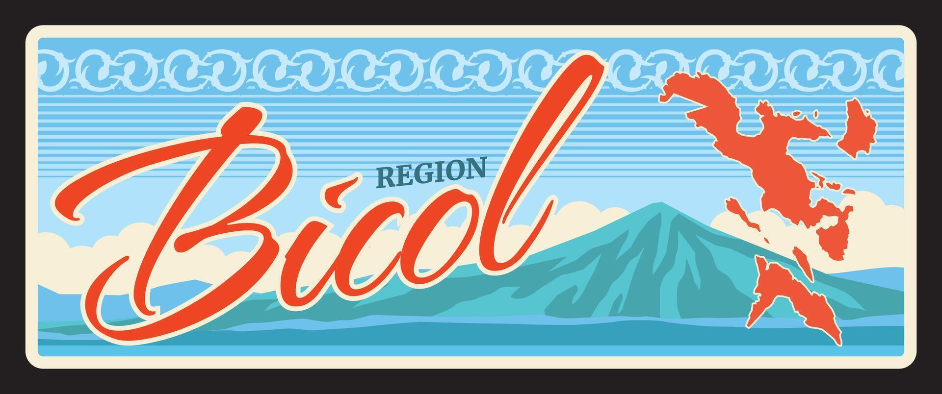 Bicol Region, Jahrgang Reise Teller vektor