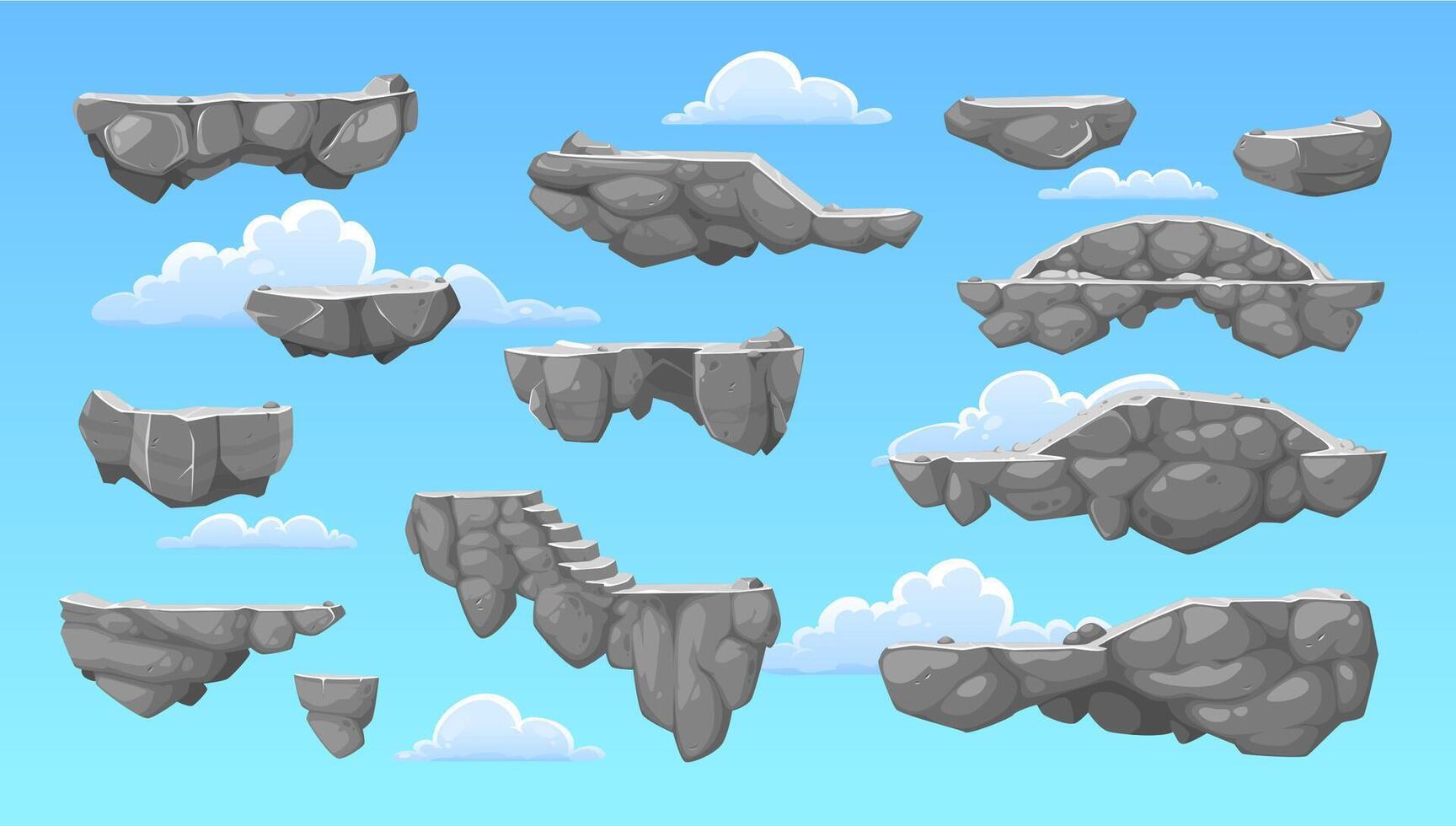 tecknad serie sten sten spel plattformar, himmel bakgrund vektor