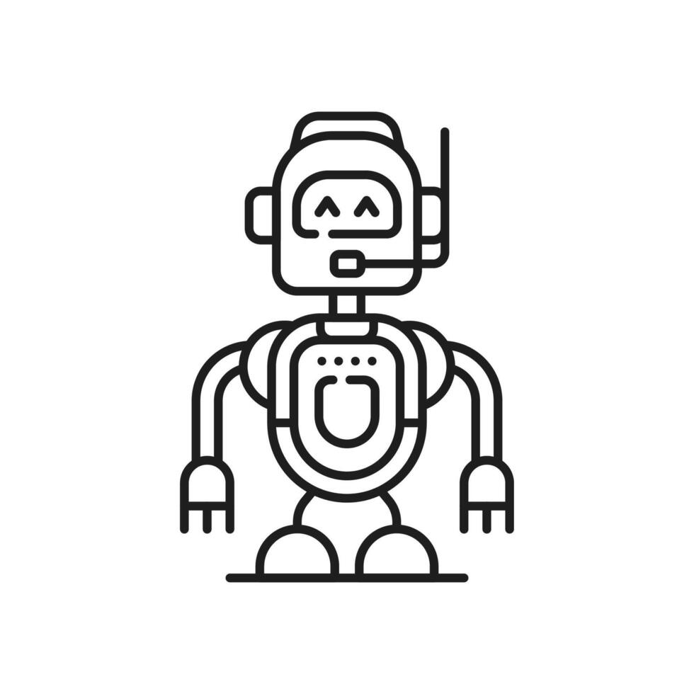 chatbot rolig robot linje och översikt ikon eller tecken vektor