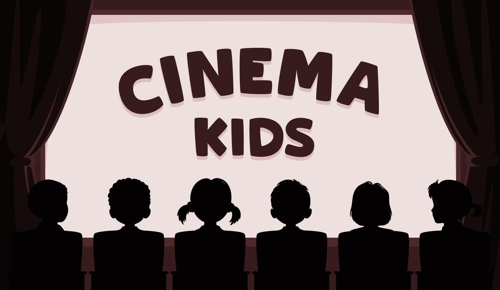 barn bio, barn film teater silhuett vektor