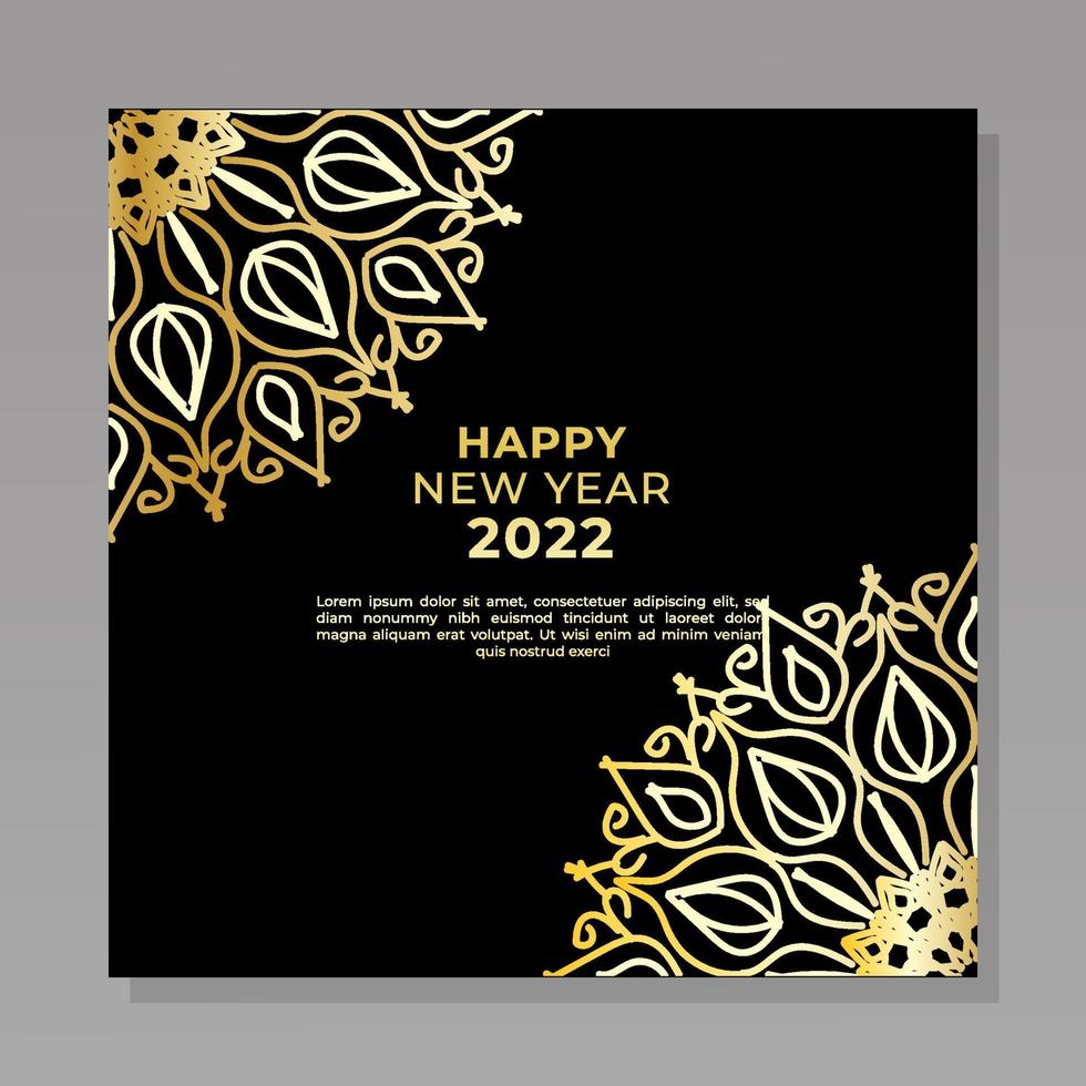 Frohes neues Jahr 2022 Vorlage mit Mandala vektor