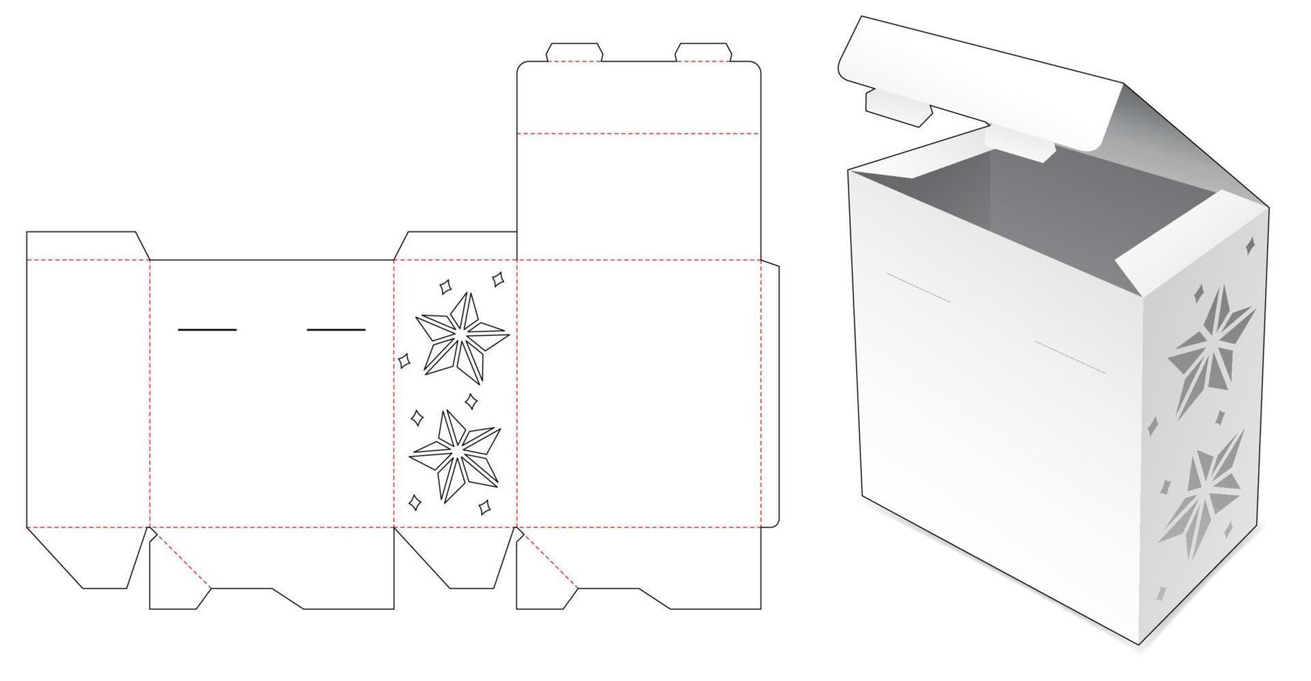 Flip Box mit Weihnachtssternen Fenster Stanzschablone vektor