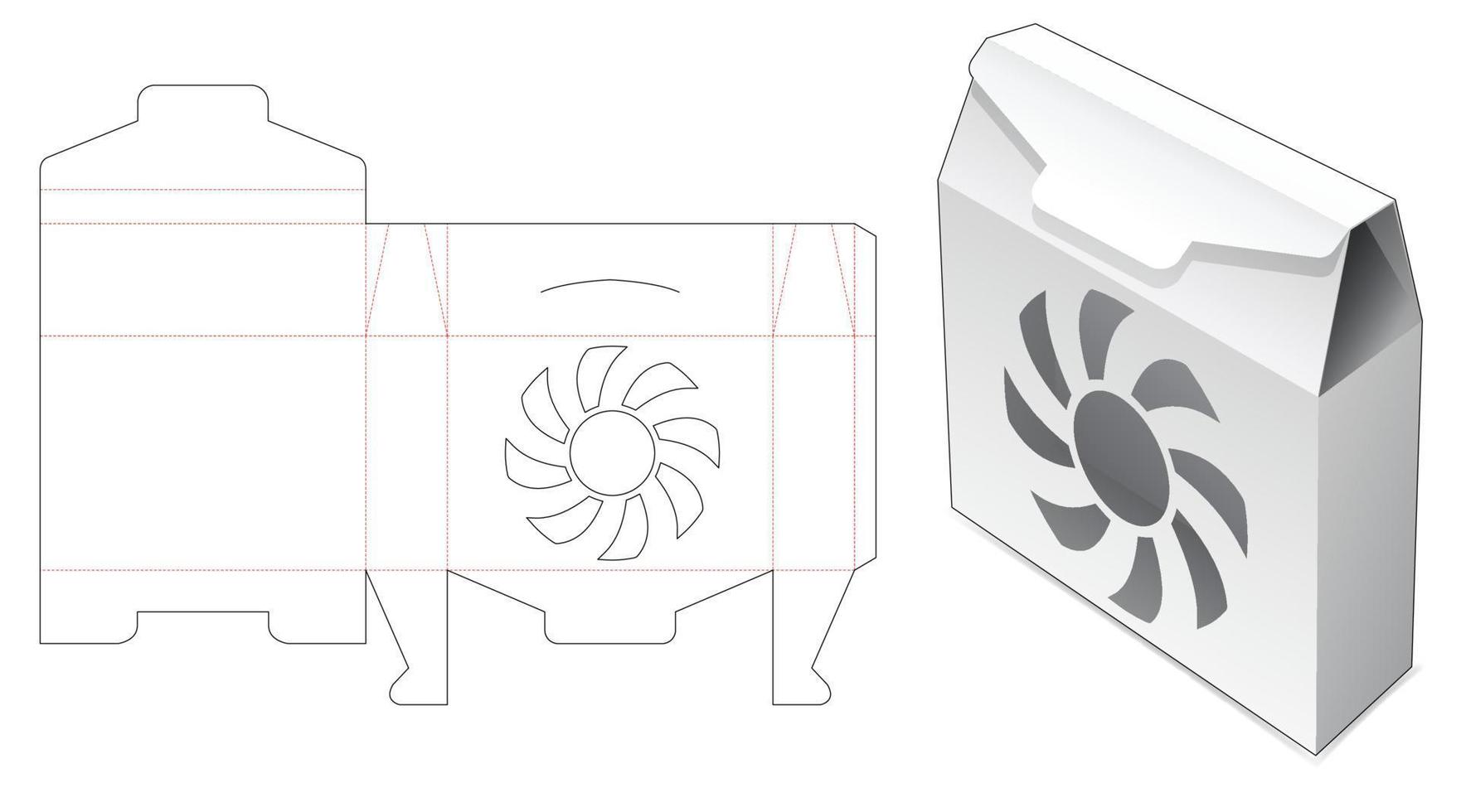 Flip-Box mit Paddelfenster-Stanzschablone vektor