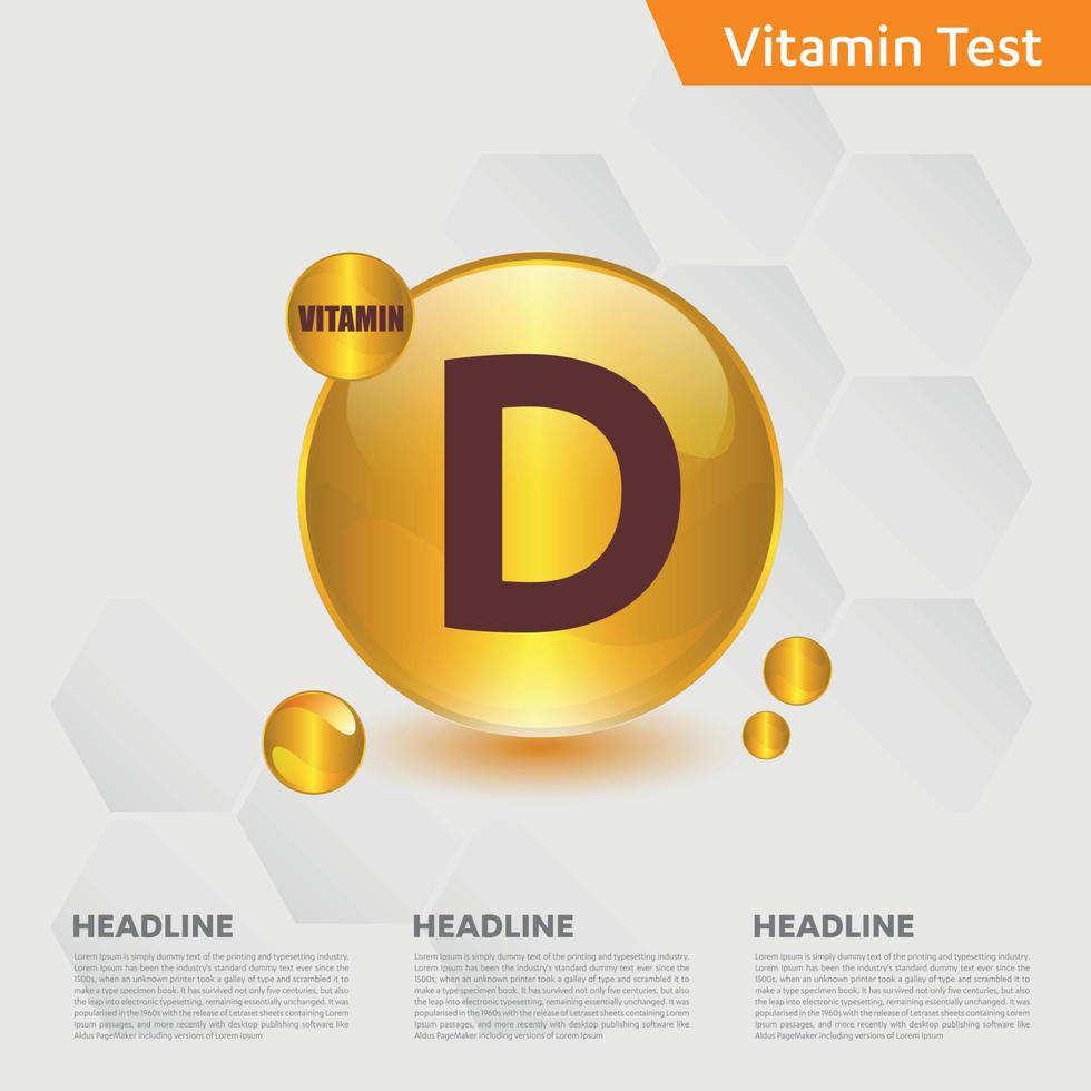 vitamin d ikon drop samling set, kolekalciferol. gyllene droppe vitaminkomplex droppe. medicinsk för heath vektorillustration vektor
