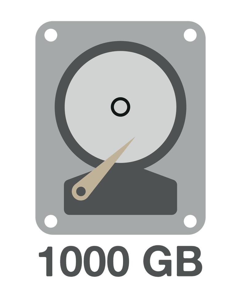 1000 gb vektor. hård disk design, data lagring och säkerhetskopiering begrepp vektor